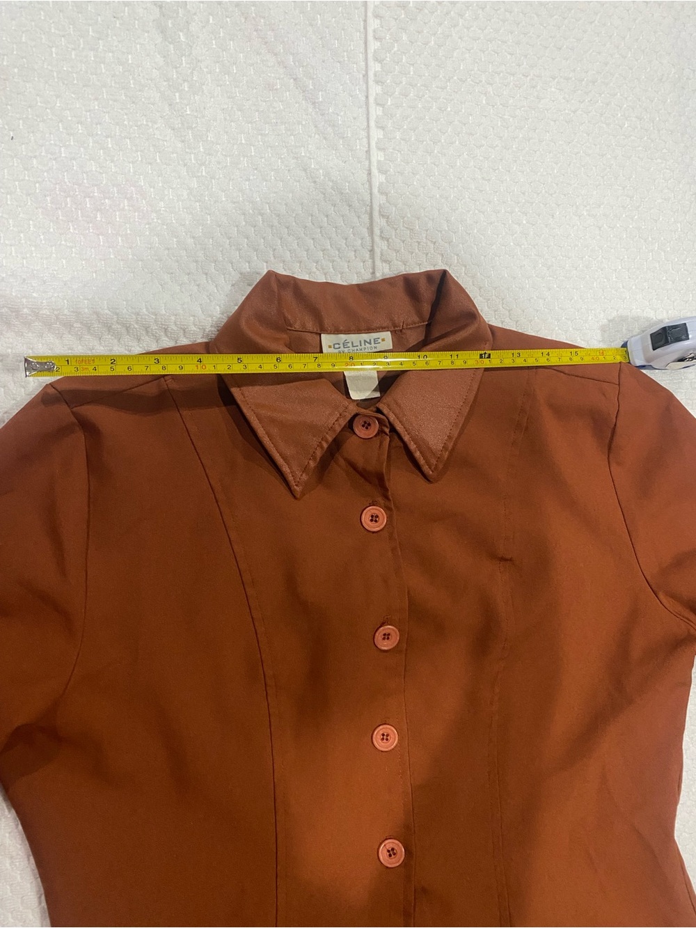Women's Rust Brown Button-Front Collared Blouse - Picture 2 of 7